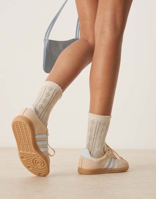 adidas Originals samba sneakers in beige and blue