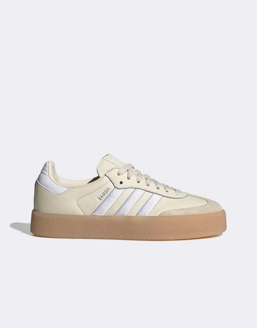 Adidas Originals Samba Sneakers In Beige And White With Rubber Sole-neutral