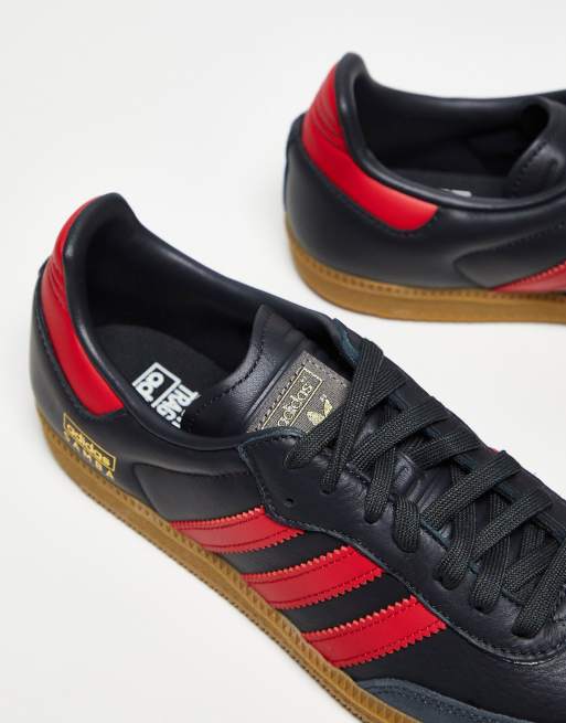 adidas Originals Samba sneakers in black and red