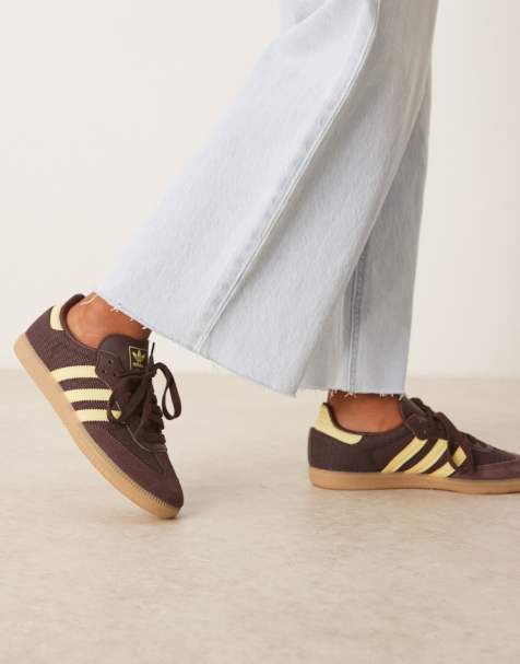 adidas Originals samba sneakers in burgundy and yellow - view 1