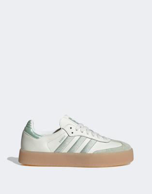 Adidas Originals Sambae Sneakers In Off White And Green Metallic