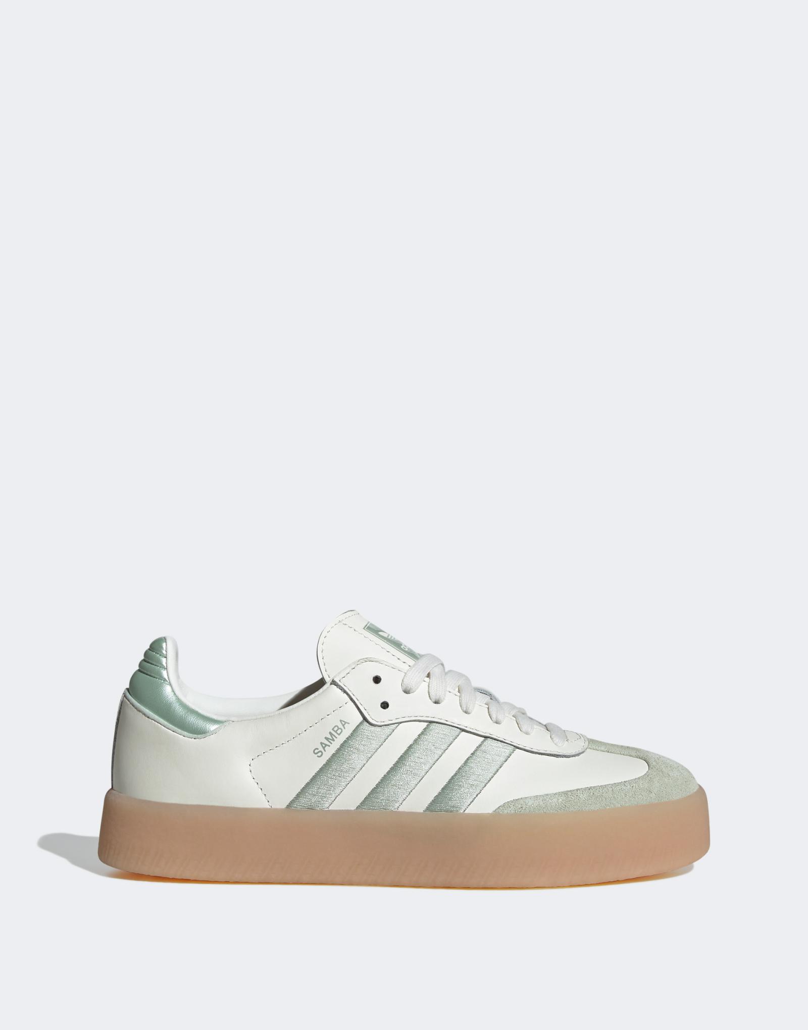 кроссовки adidas Originals Samba, цвета белый и зеленый металлик