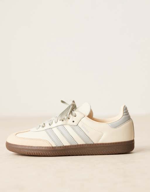 adidas Originals samba sneakers in white and light blue
