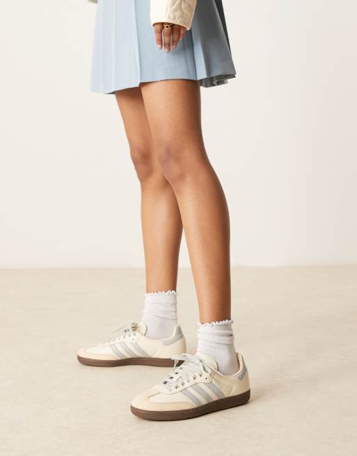 adidas Originals samba sneakers in white and light blue