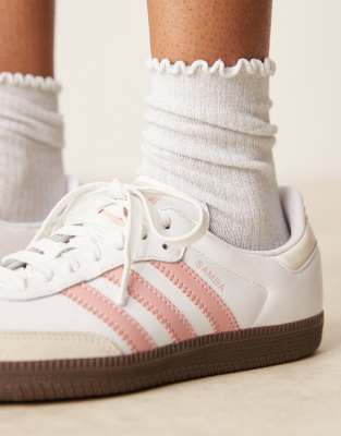 adidas Originals samba sneakers in white and peach