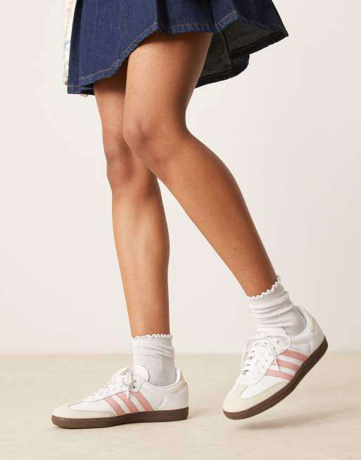 adidas Originals samba sneakers in white and peach