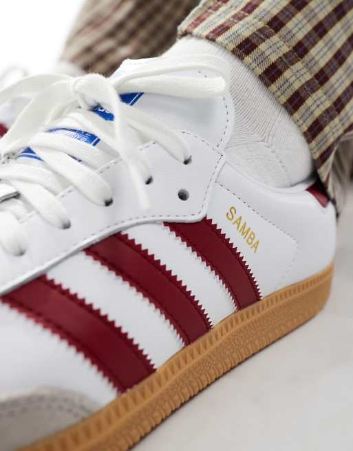 adidas Originals Samba sneakers in white and red