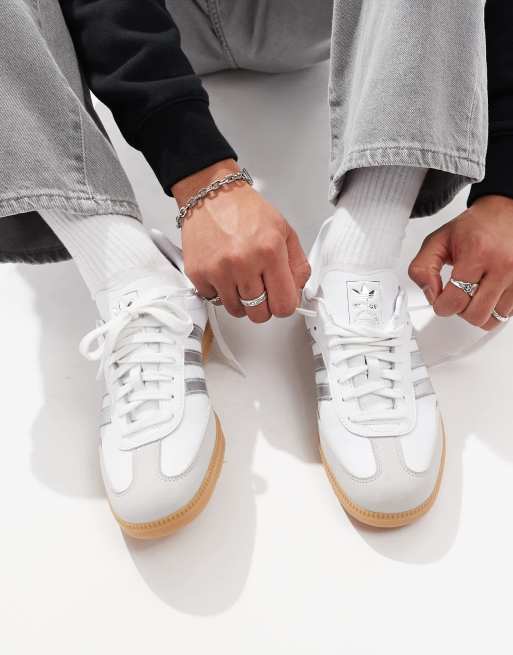 adidas Originals samba sneakers in white and silver