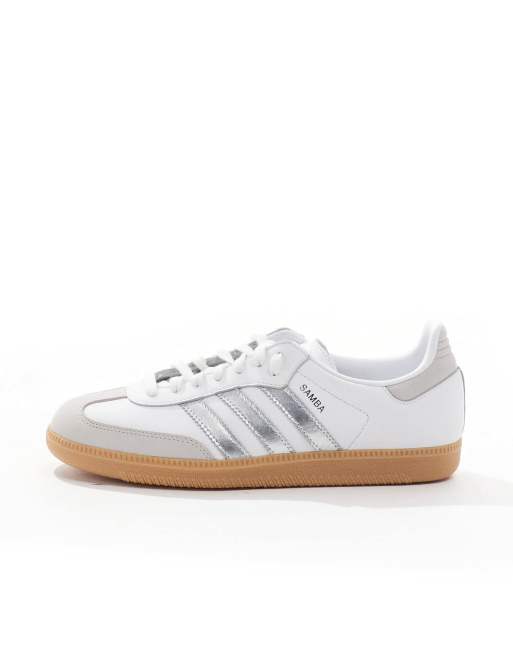 adidas Originals samba sneakers in white and silver