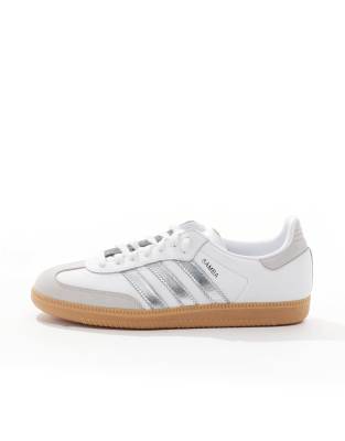 adidas Originals samba sneakers in white and silver