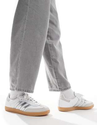adidas Originals samba sneakers in white and silver