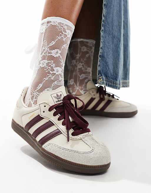 adidas Originals Samba trainers in cream and maroon ASOS