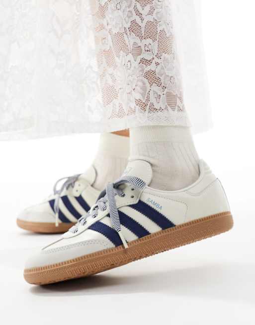 adidas Originals Samba trainers in off white and navy