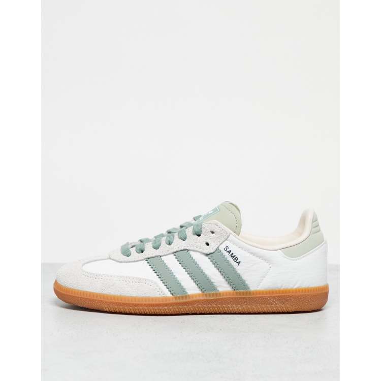 adidas Originals Samba trainers in white and green ASOS