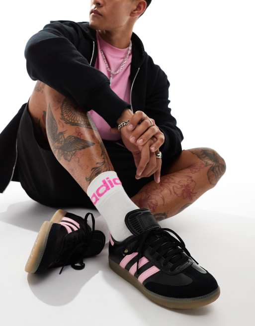 Black and pink adidas trainers online