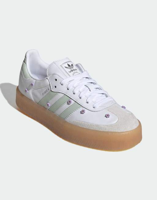 adidas Originals – Sambae – Biało-zielone buty sportowe