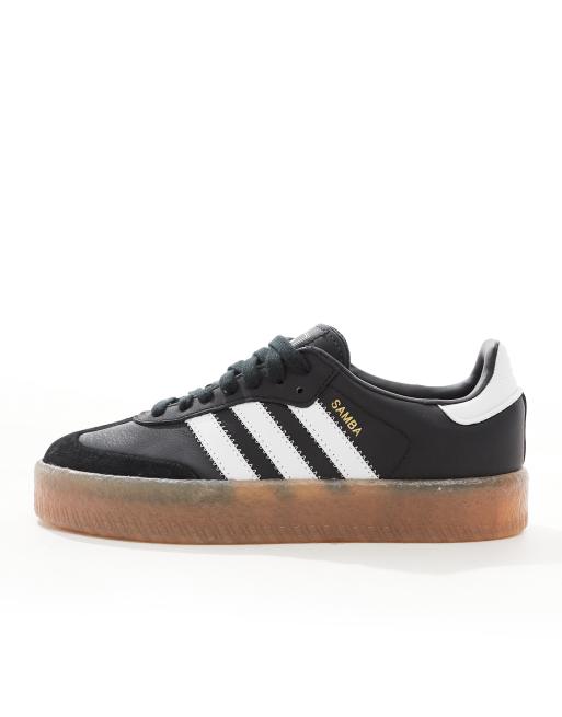 Adidas originals samba rose trainers in black with gum sole best sale