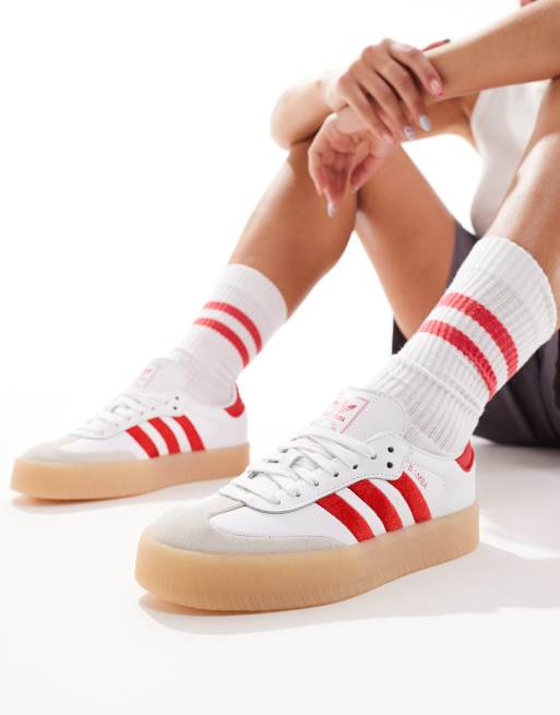 adidas Originals Sambae Sneaker in WeiB und Rot ASOS