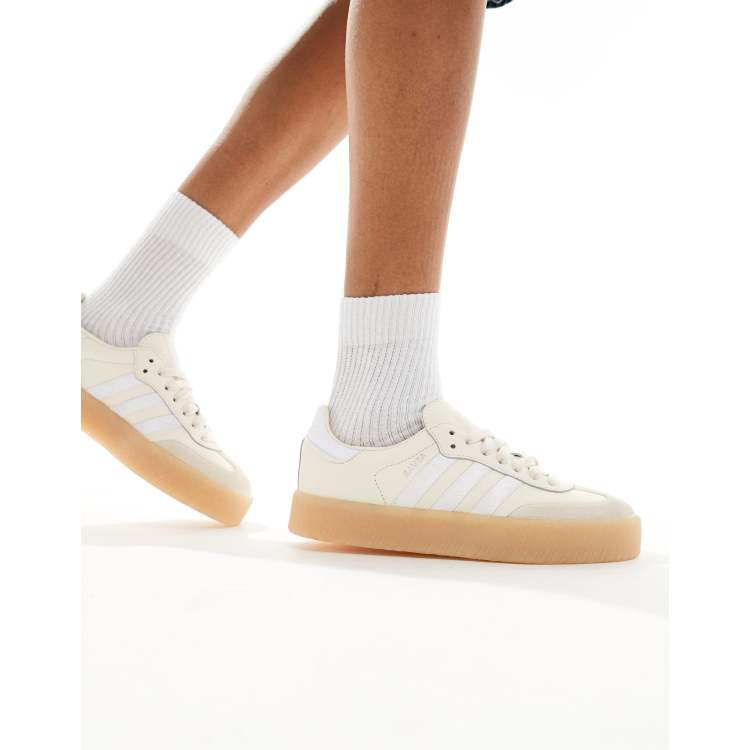 adidas Originals Sambae sneakers in beige and white with rubber sole