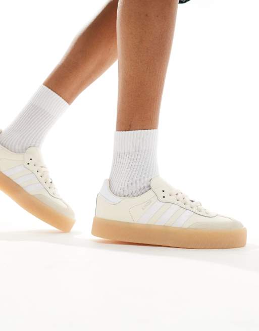 adidas Originals Sambae sneakers in beige and white with rubber