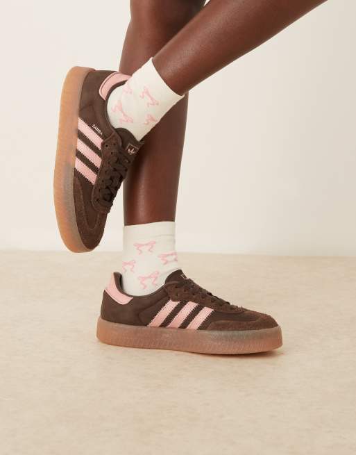 adidas Originals Sambae sneakers in brown and pink