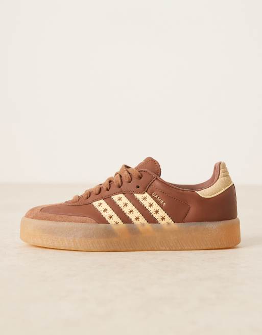 adidas Originals Sambae sneakers in brown and yellow