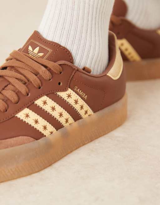 adidas Originals Sambae sneakers in brown and yellow