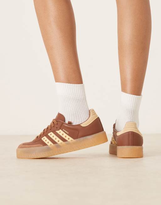 adidas Originals Sambae sneakers in brown and yellow