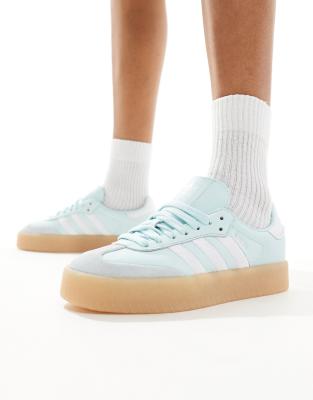 Adidas Originals Sambae Sneakers In Light Blue And White With Gum Sole ModeSens