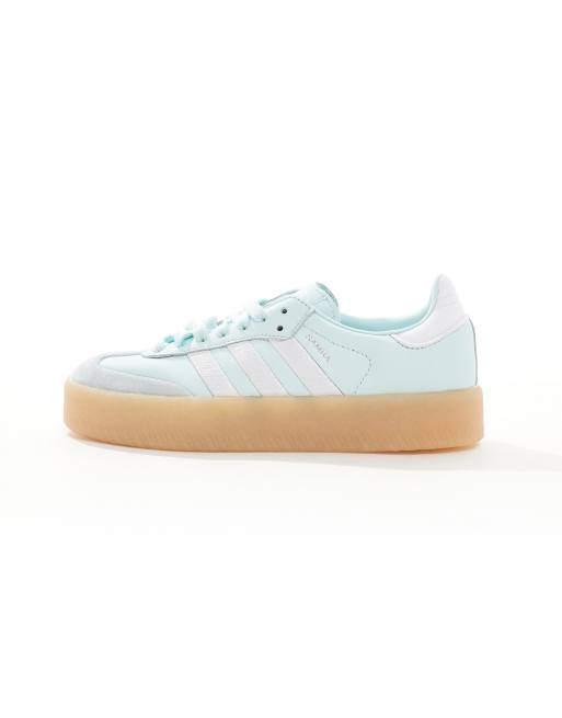 adidas Originals Sambae sneakers in light blue and white with gum sole ASOS