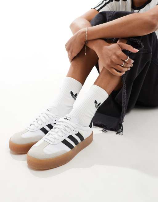 Adidas white shoes gum sole hotsell