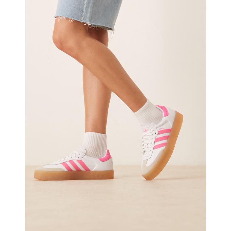 adidas Originals Sambae sneakers in white and bright pink | ASOS