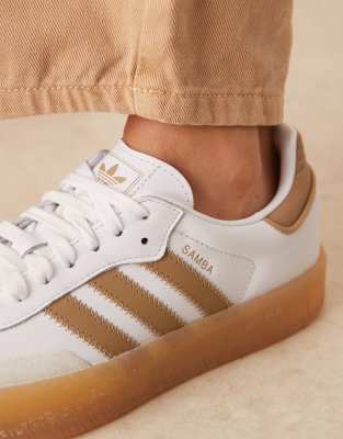 adidas Originals Sambae sneakers in white and brown