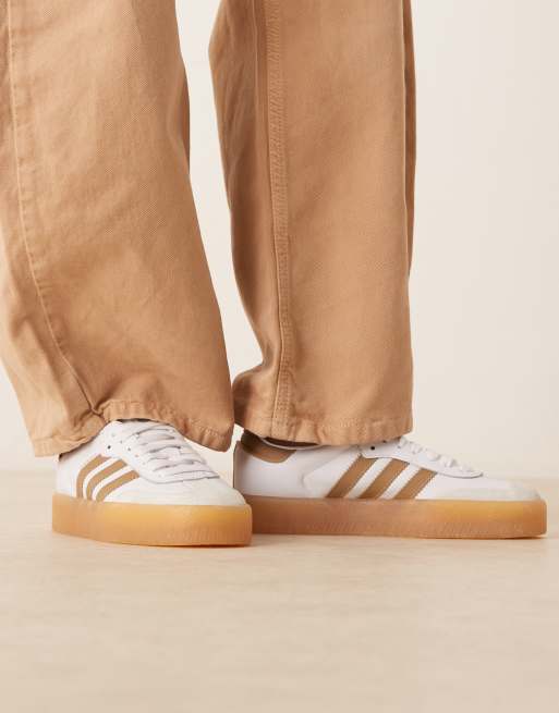 adidas Originals Sambae sneakers in white and brown