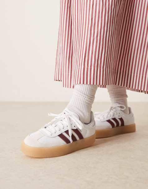 adidas Originals Sambae sneakers in white and burgundy - view 1