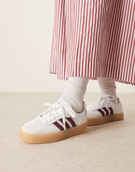 adidas Originals Sambae sneakers in white and burgundy