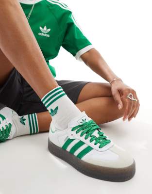 adidas Originals Sambae sneakers in white and green