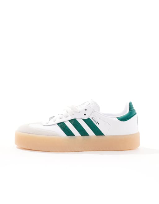 adidas Originals Sambae sneakers in white and green