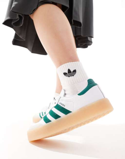 adidas Originals Sambae sneakers in white and green