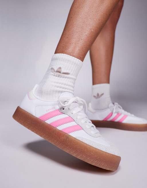 adidas Originals Sambae sneakers in white and pink