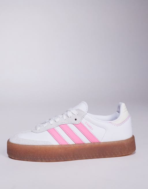 adidas Originals Sambae sneakers in white and pink