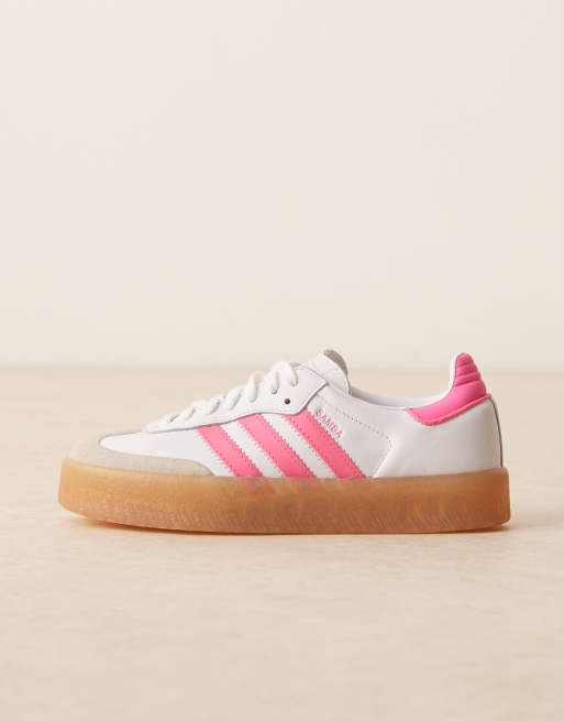 adidas Originals Sambae sneakers in white and pink ASOS