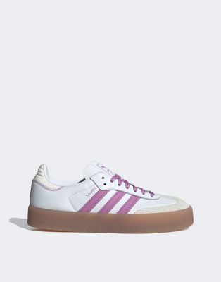 ADIDAS ORIGINALS SAMBAE SNEAKERS IN WHITE AND PURPLE