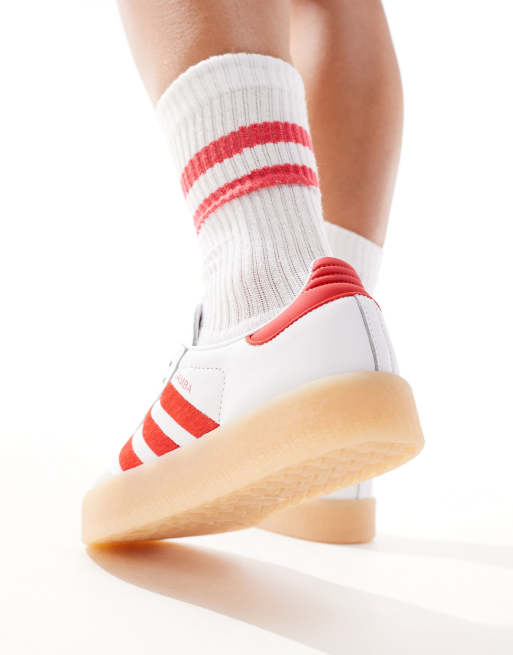 adidas Originals Sambae sneakers in white and red