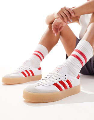adidas Originals Sambae sneakers in white and red