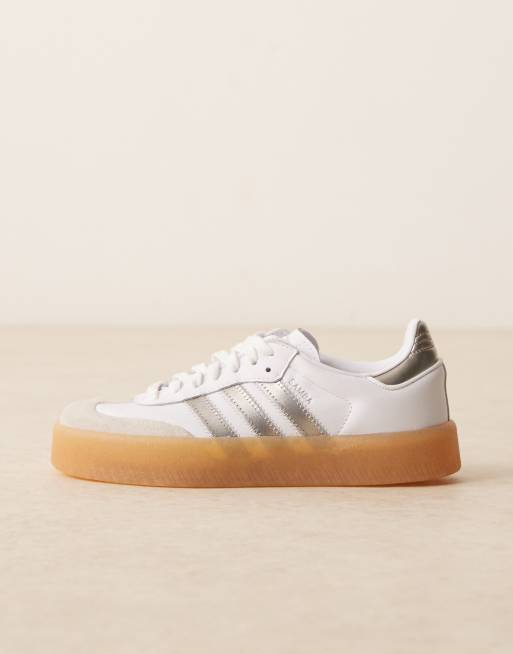 adidas Originals Sambae sneakers in white and silver
