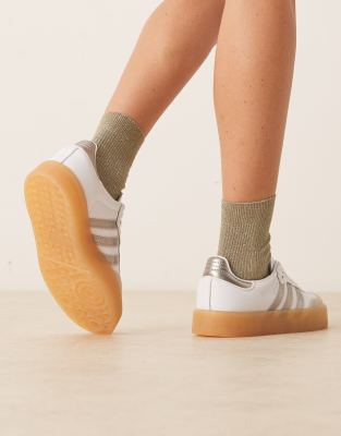 adidas Originals Sambae sneakers in white and silver