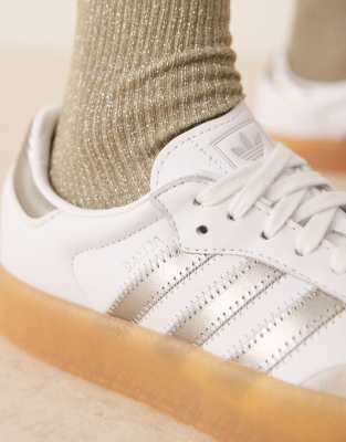 adidas Originals Sambae sneakers in white and silver