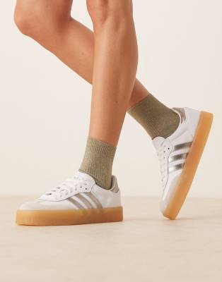 adidas Originals Sambae sneakers in white and silver