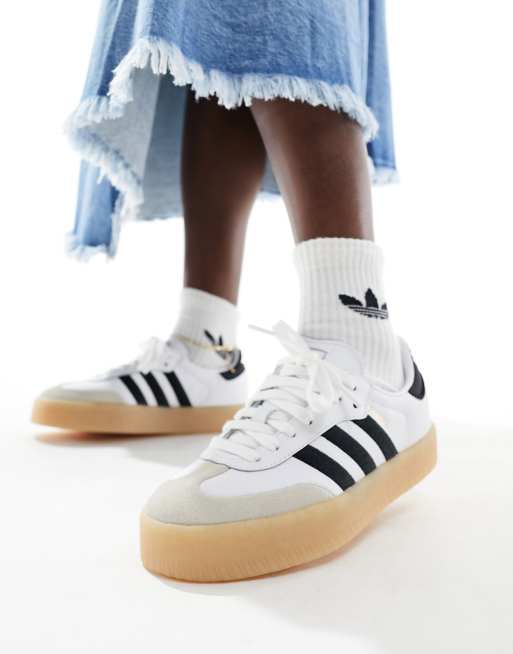 adidas Originals Sambae sneakers with rubber sole in white and black